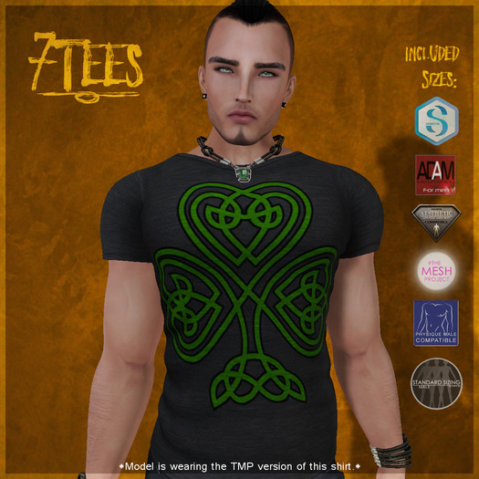 {7Ts} Celtic Shamrock Tee [5 Mesh Body Sizes/Standard S