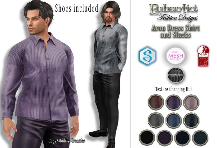 ~ Aron Dress Shirt and Slacks ~ with Texture Changing Hud