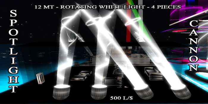 Spotlight Cannon Disco Club 4 Spotlight Cannons White 12 MT- Remote Control - Animated Light  -