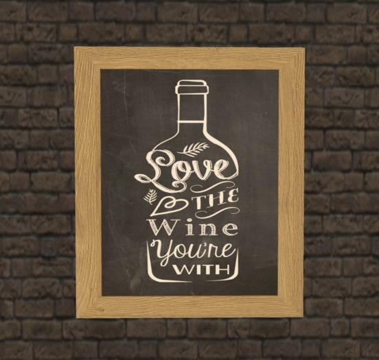 Second Life Marketplace - Love The Wine You're With - Framed Chalk ...