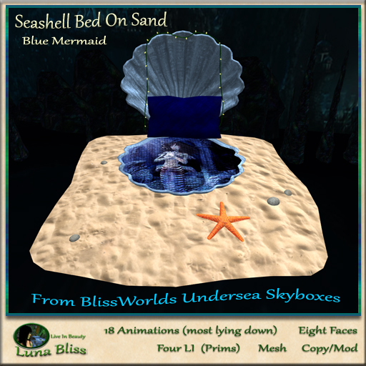 Seashell Bed On Sand - Blue Mermaid - 18 Animations (boxed)