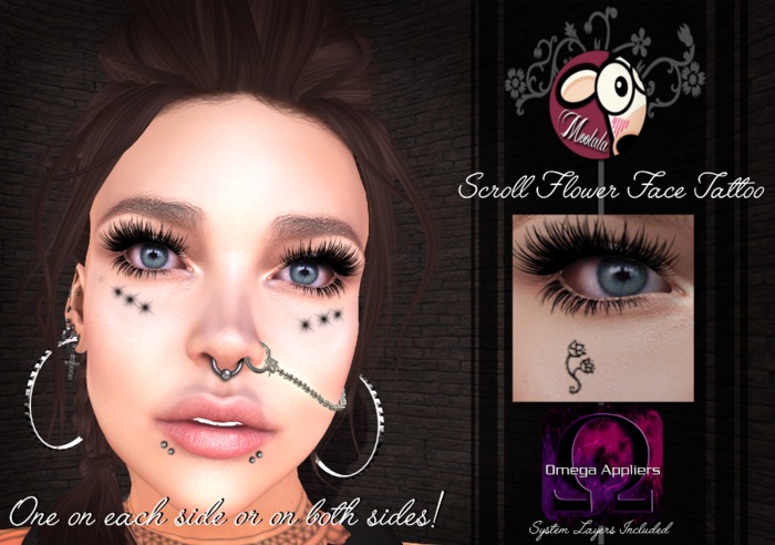 ~*Moolala*~ Scroll Flower Face Tattoo{Attach Me}