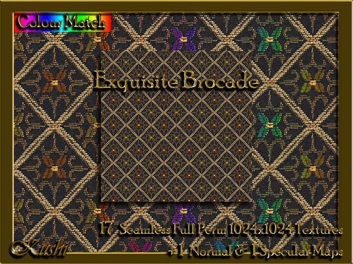 Second Life Marketplace - !Kushi! ExquisiteBrocade Textures -WEAR TO UNPACK
