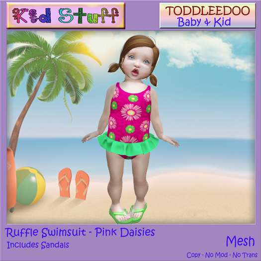 KS TD Ruffle Swimsuit Pink Daisies