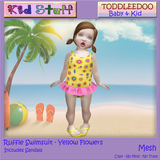 KS TD Ruffle Swimsuit Yellow Flowers