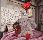 Aphrodite Happy Easter bunny red, with Easter Egg & balloon!