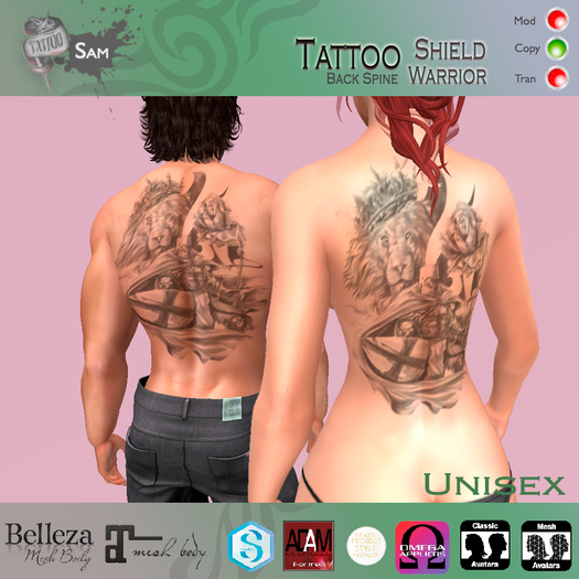 SAM TATTOOS SHIELD'S WARRIOR