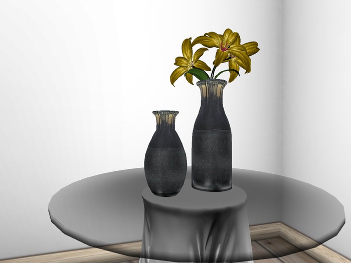VASE SET BLACK WITH LILY