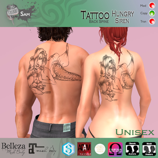 SAM TATTOOS SIRENA HAMBRIENTA UNISEX