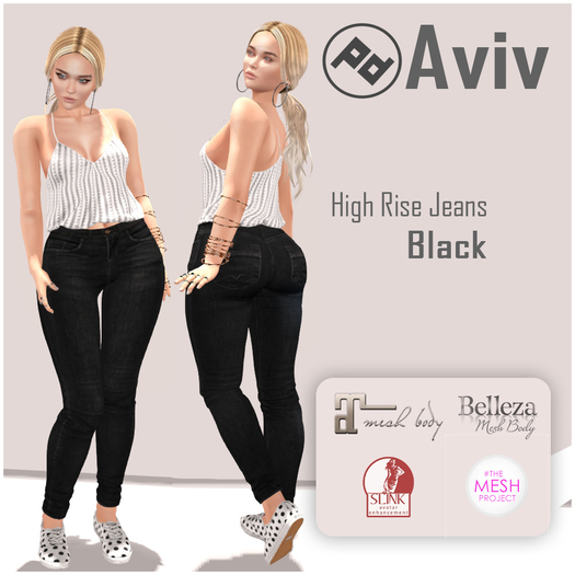 ::Poised:: Aviv High Rise Skinny Jeans - Black (For Maitreya, Belleza, TMP, Slink)