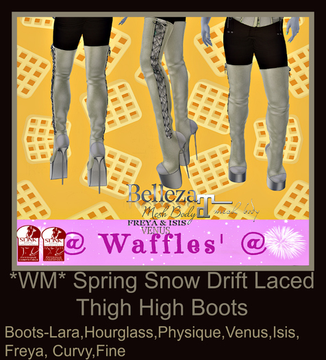 *WM* Spring Snow Drift Laced Thigh High Boots