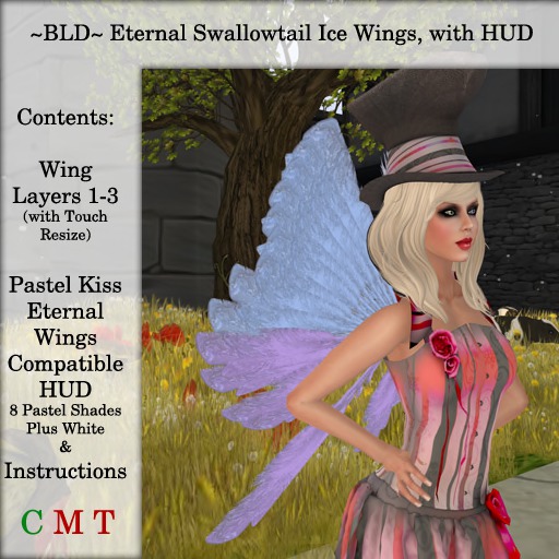 ~BLD~ Eternal Swallowtail Ice Wings with Pastel Kiss HUD