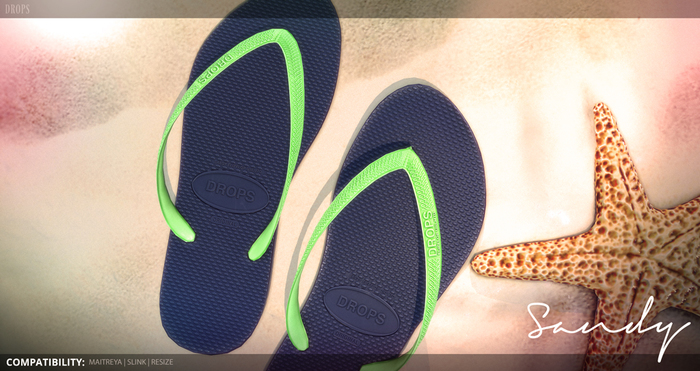 DROPS - Sandy FlipFlops [NeonGreenBlue] <BOX>