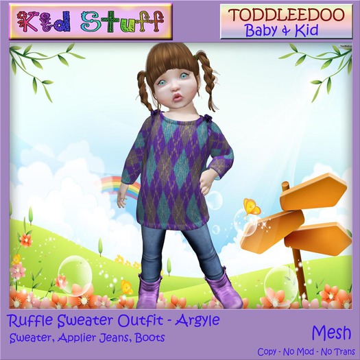 KS TD Ruffle Sweater Outfit Argyle