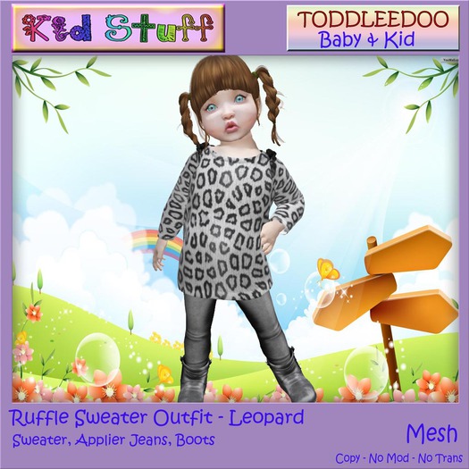 KS TD Ruffle Sweater Outfit Leopard