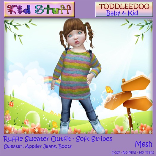 KS TD Ruffle Sweater Outfit Soft Stripes