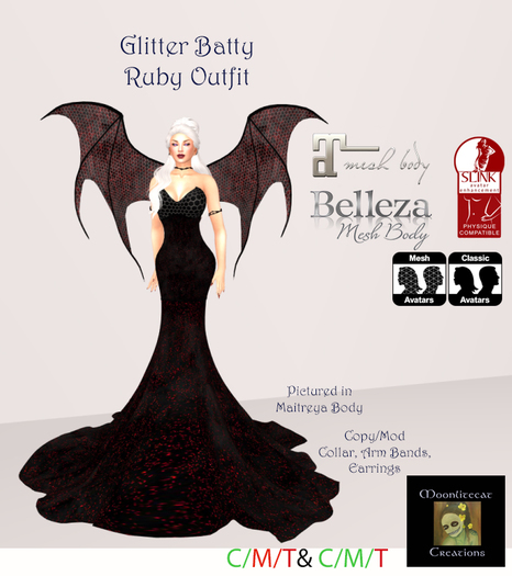 Moonlitecat Creations Glitter Batty Ruby Outfit Box