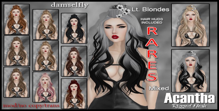 *~*Damselfly*~*Acantha Rigged-Mesh Dark Reds Gacha