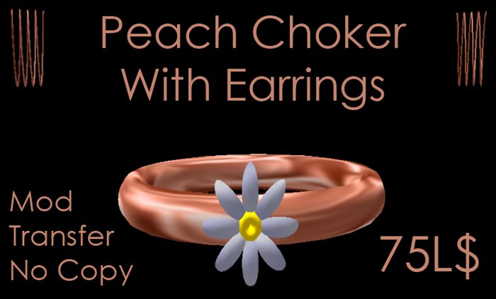 Peach Satin Choker & Ear Rings