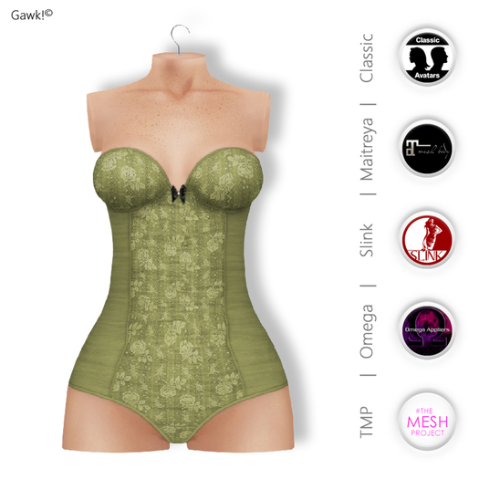 GAWK! Green Vintage Body | Bom & Appliers for Maitreya Lara, Slink Physique, TMP & Omega System