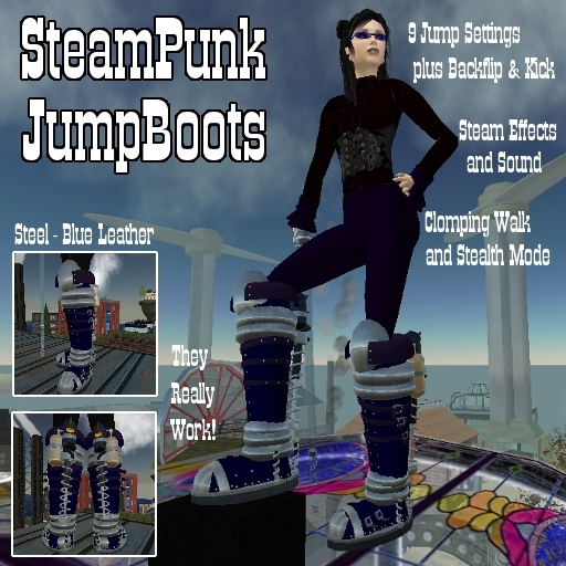 SteamPunk JumpBoots - Steel Blue
