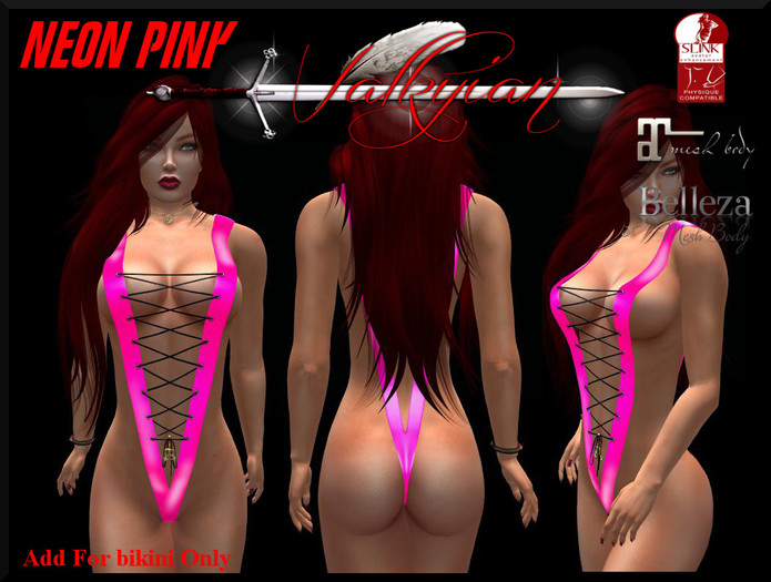 ~Valkyrian~Neon Pink Lace Up Slingshot (BOXED)