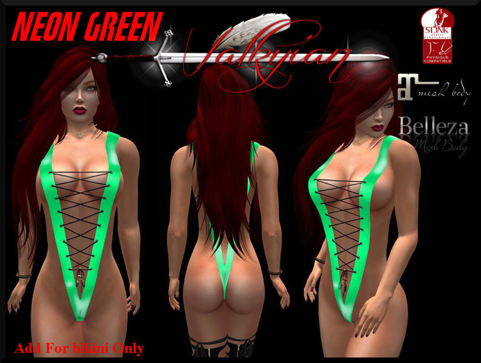 ~Valkyrian~Neon Green Lace Up Slingshot (BOXED)