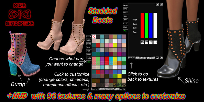 demo}>i<{ MUZA Studded Boots + HUD