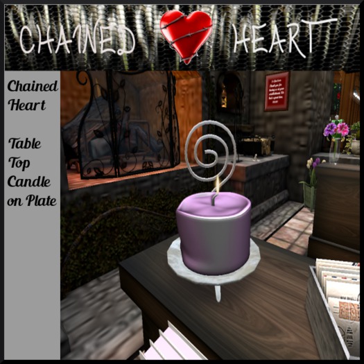 Chained Heart Table Top Candle On Plate