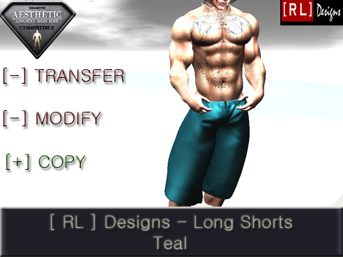 [ RL ] Designs - Long Shorts - Teal - Aesthetic