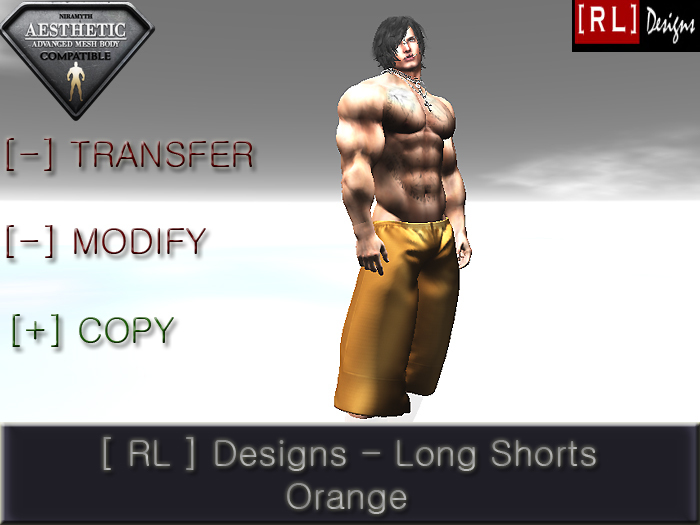 [ RL ] Designs - Long Shorts - Orange - Aesthetic