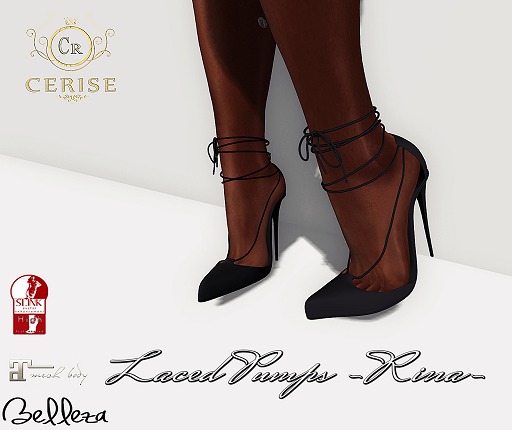 ::Cerise:: Laced Pumps Black
