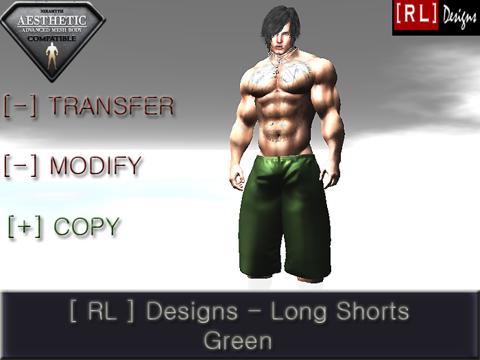 [ RL ] Designs - Long Shorts - Green - Aesthetic
