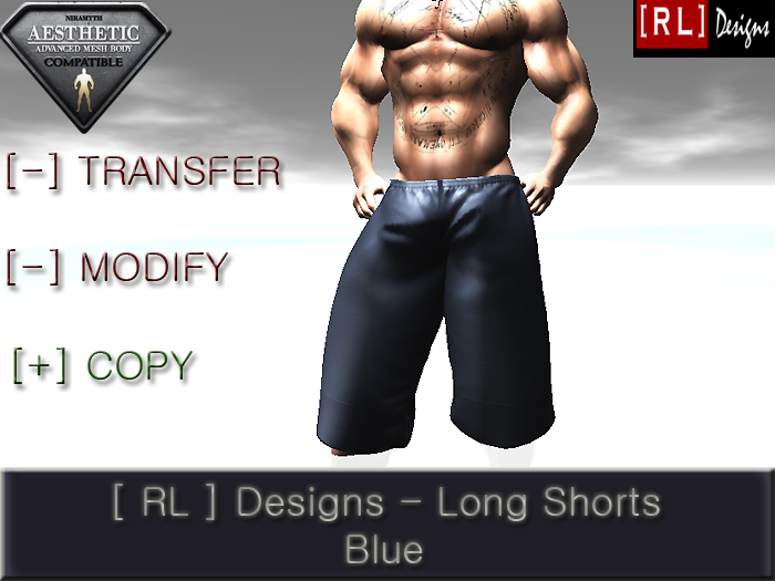 [ RL ] Designs - Long Shorts - Blue - Aesthetic