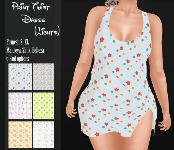 Print Twist Dress  With Hud (Lights)