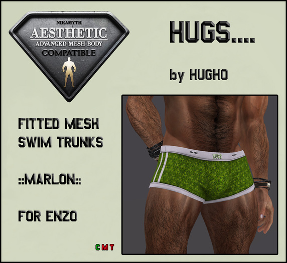 HUGS AESTHETICS FITTED MESH SWIM TRUNKS MARLON
