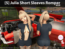 [S] Julia Short Sleeves Romper Blue