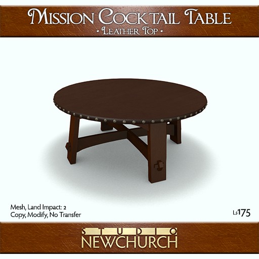 :: N :: Mission Cocktail Table - Leather Top