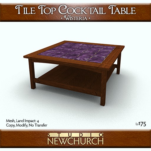 :: N :: Tile Top Cocktail Table - Wisteria