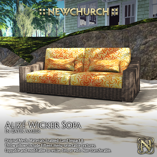  :: N :: Alize Wicker Sofa, Batik Amber