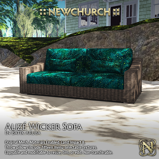 :: N :: Alize Wicker Sofa, Batik Aruba