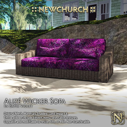 :: N :: Alize Wicker Sofa, Batik Violet
