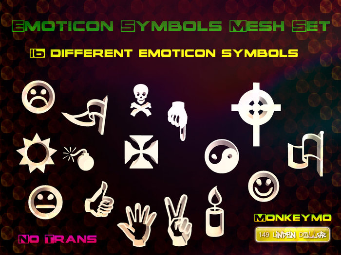 Emoticon Symbols Mesh  Set - Monkeymo