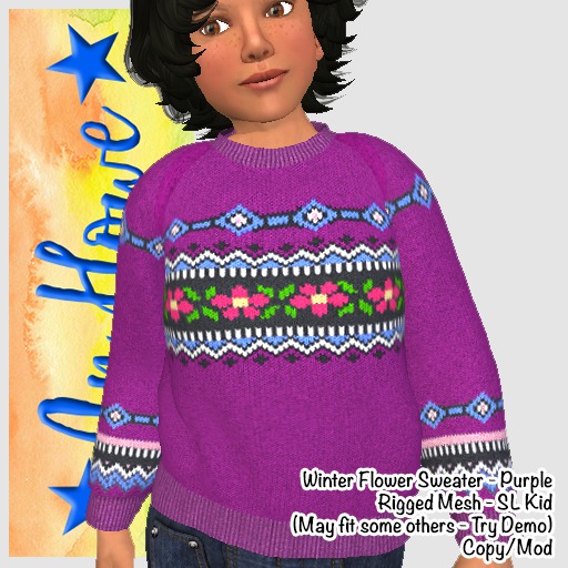 *An Howe* Winter Flower Sweater Purple