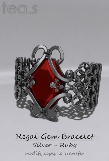 [tea.s] Regal Gem Bracelet Silver - Ruby