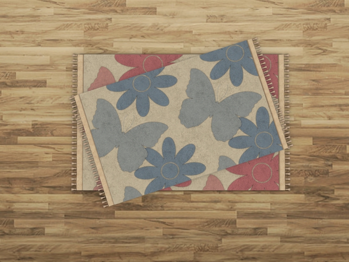 Butterfly Rug Set - Baby Blue & Baby Pink