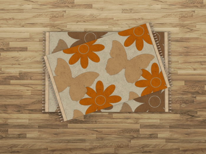 Butterfly Rug Set - Brown & Orange