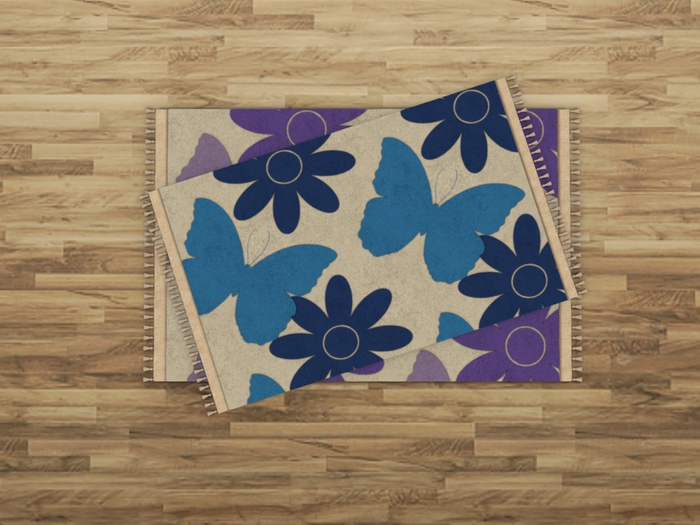 Butterfly Rug Set - Purple & Blue