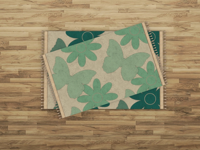 Butterfly Rug Set - Teal & Mint