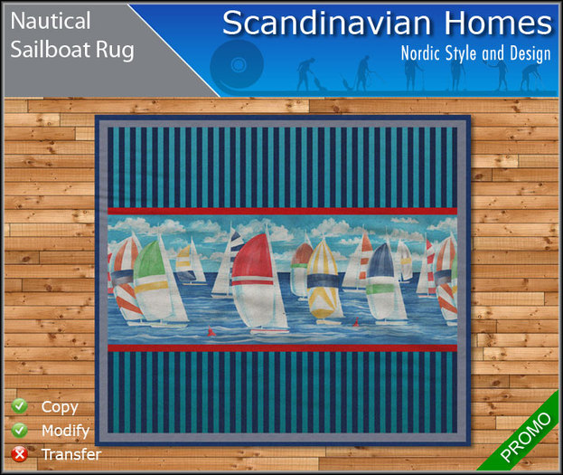 Nautical Sailboat Rug - PROMO